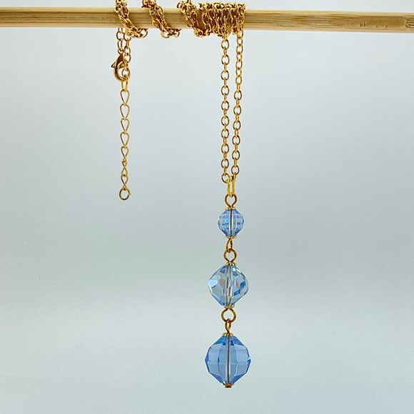 HOST PICK! Aurora Borealis Crystal Pendant Necklace, Handmade, Vintage Crystals - Picture 3 of 11